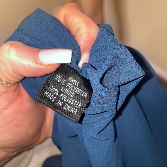 Adrianna Papell dress Navy blue Chiffon Layered Rosette Cocktail Evening SZ 4 - Picture 5 of 11